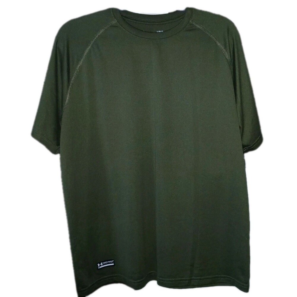 UNDER ARMOUR TACTICAL T-Shirt Mens L Loose Fit Logo Short Sleeve Military Green - Picture 2 of 5